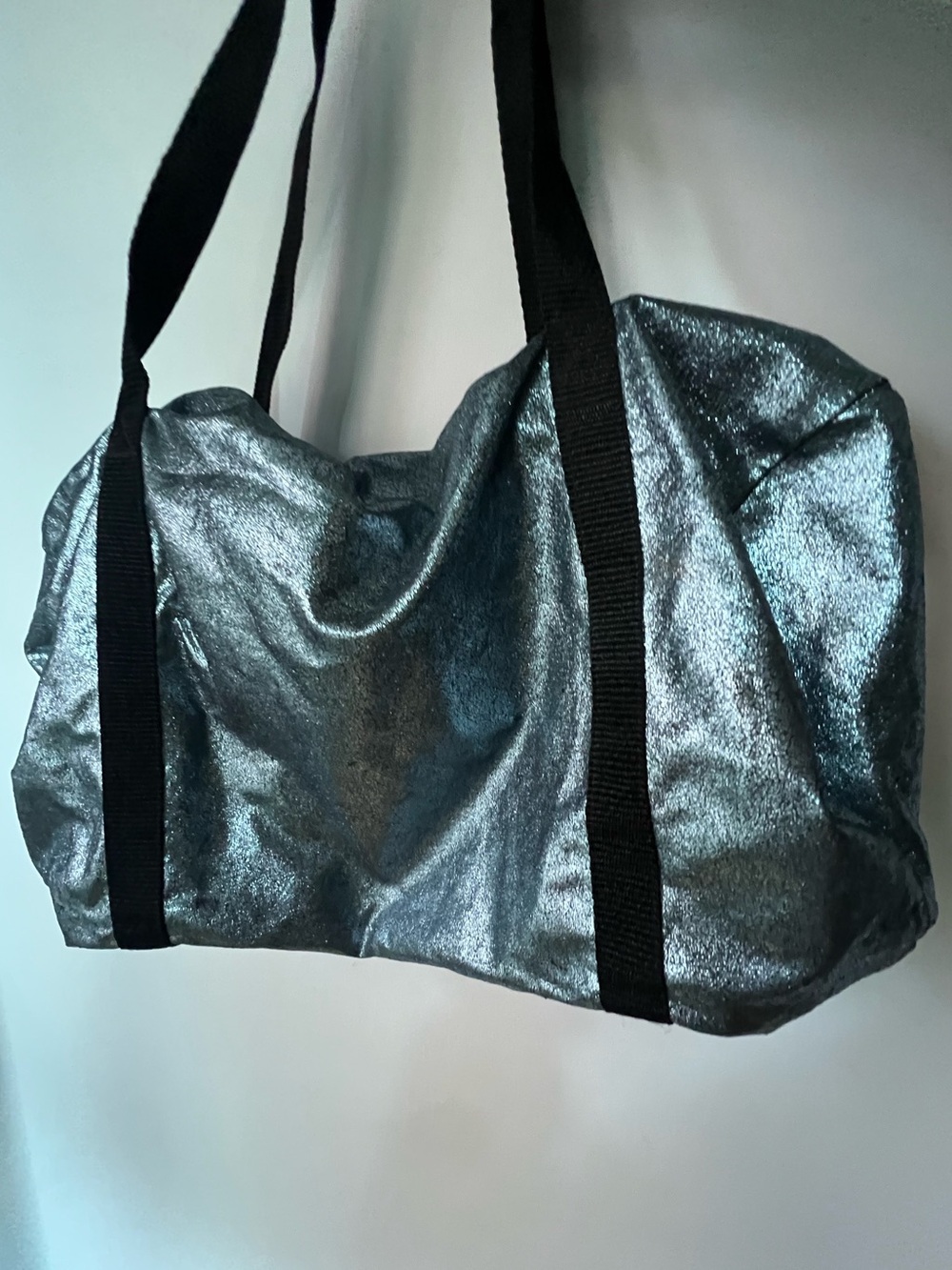 American Apparel blue metallic duffel bag